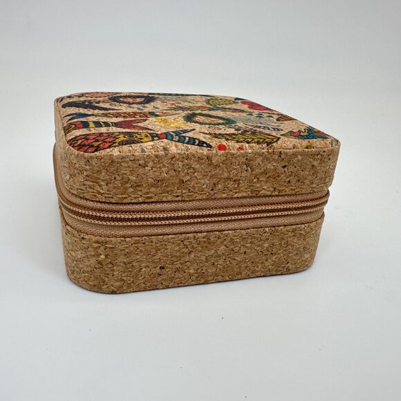 Colorful Cork Travel Jewelry Box – Fish & Floral Print - Picture 8 of 8